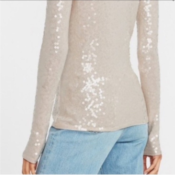 Express Sequin Mock Neck Long Sleeve Top - Picture 2 of 4